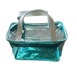 Ralph Lauren Clear Blue Teal Makeup Cosmetic Bag Storage Bag Travel Organizer
